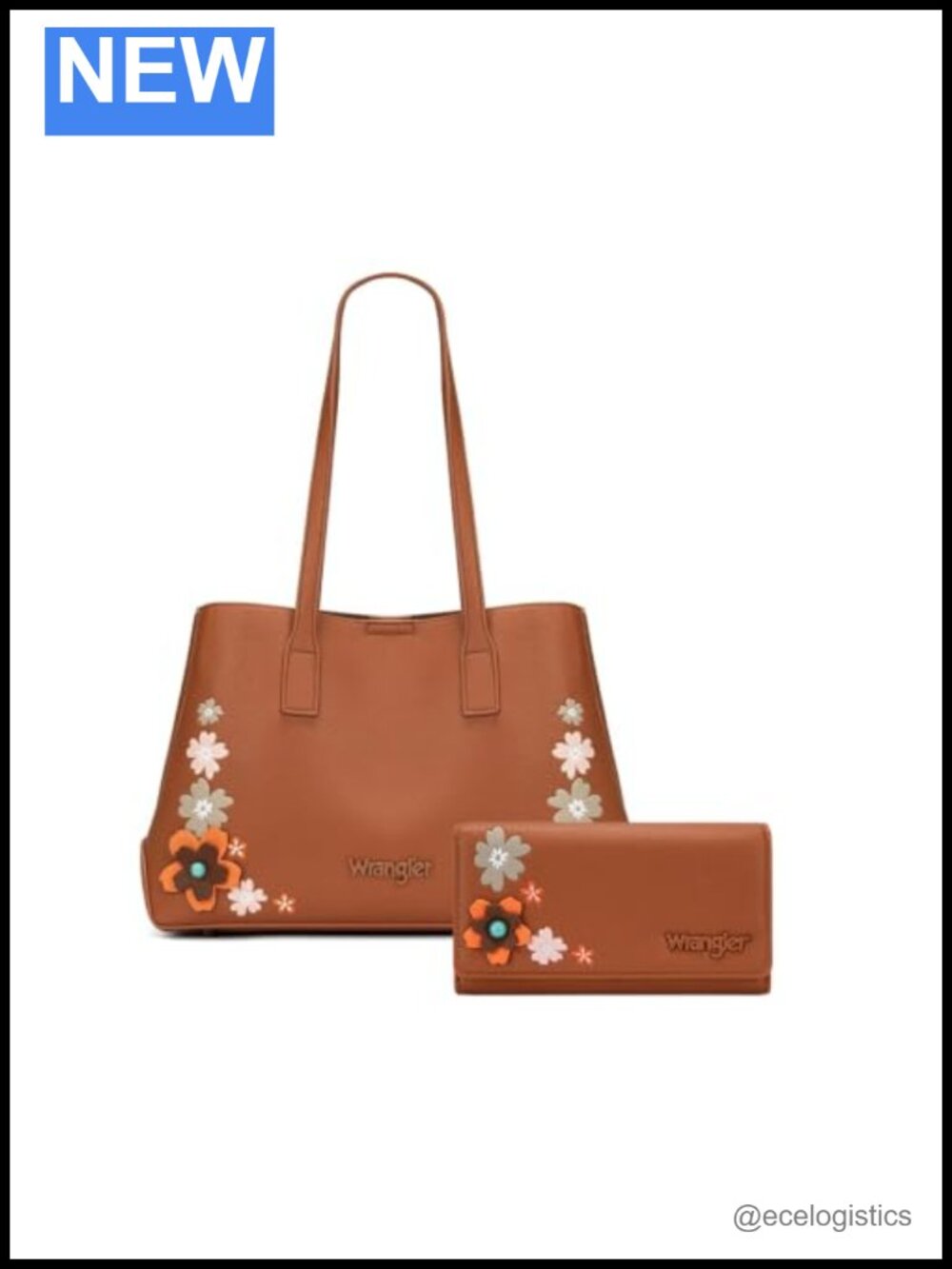 Wrangler Floral Trifold Wallet & Top Handle Bag Set Vegan Leather